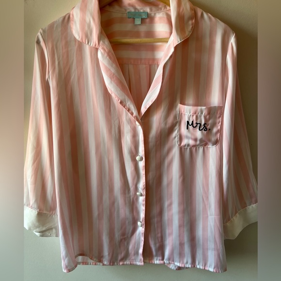 Betsy Johnson Mrs. Striped Satiny PJ Set M - Picture 7 of 15